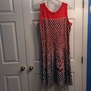 Nic Zoe 2X dress blue and orange print